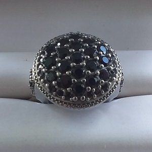 Size - 5 Stainless Steel Genuine Black Spinel